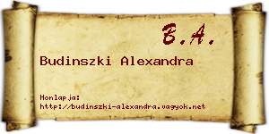 Budinszki Alexandra névjegykártya